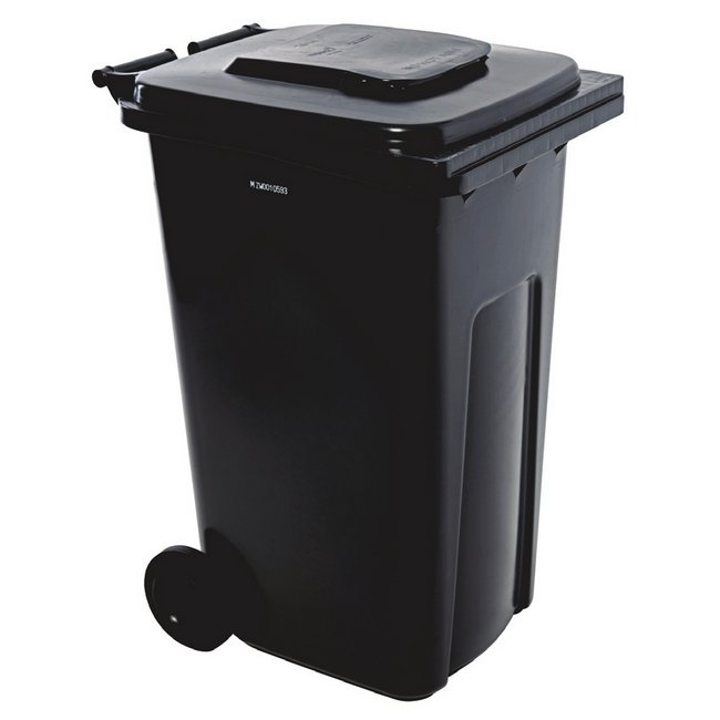 Wheelie Bin - 240L - Recycled Plastic - Black - Pack of 12 - Wheelie Bin 240LR-black