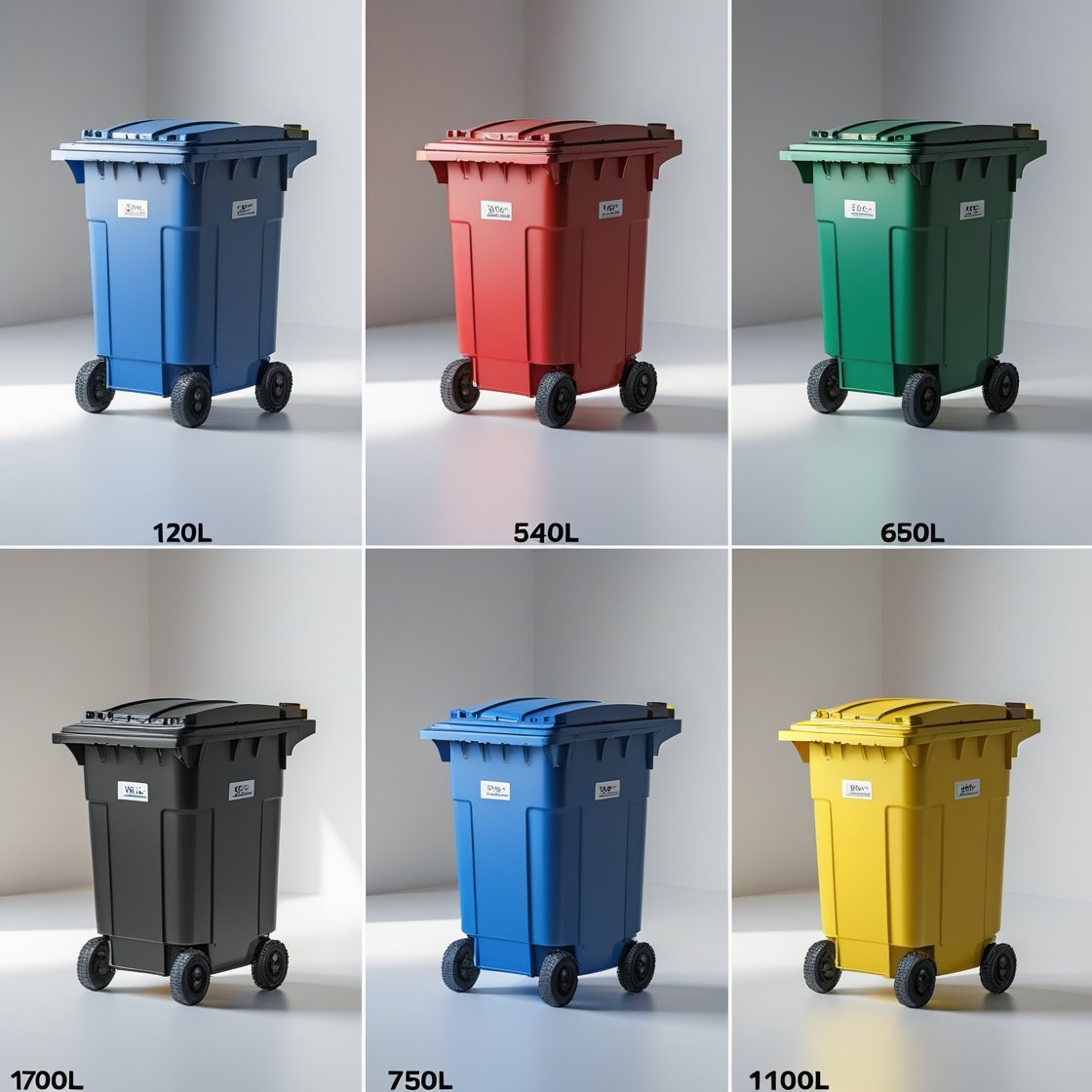 Green 550 liter wheelie bin