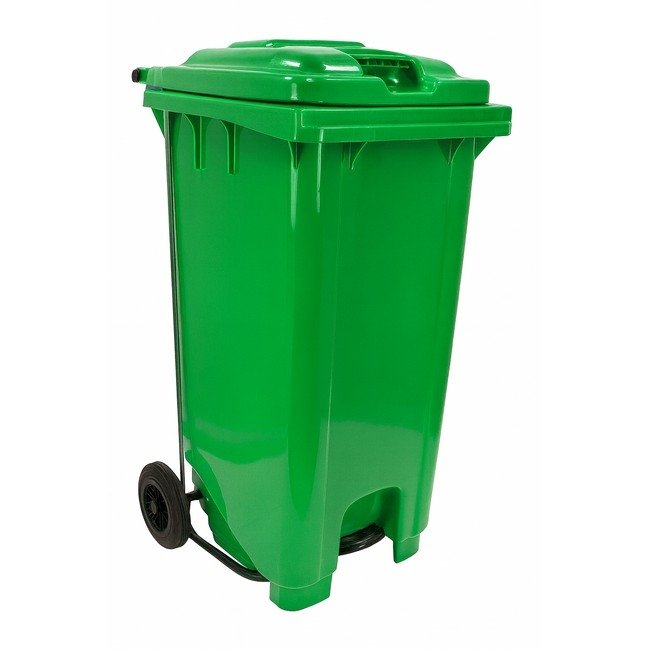 Wheelie Pedal Bin - 240L Foot Operated Pedal Bin - Plastic - Green