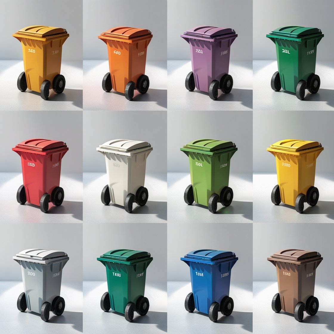 Red 550 liter wheelie bin